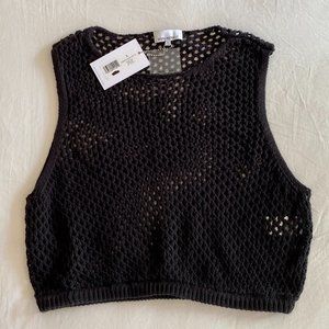 WeWoreWhat | Black Crochet Ruched Crop Top